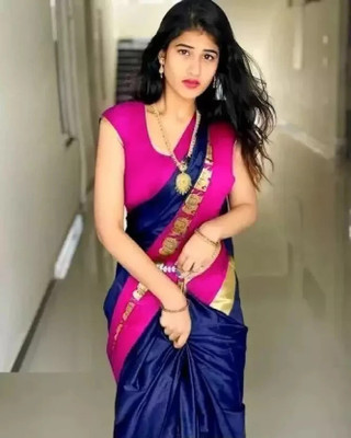 HouseOfCommon Printed Bollywood Cotton Silk Saree(Multicolor)