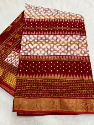 KRISHNA NX Printed Daily Wear Pure Cotton Saree(Maroon)