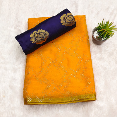 DIVYASHAKTI FASHION Embellished Bhagalpuri Chiffon Saree(Gold)