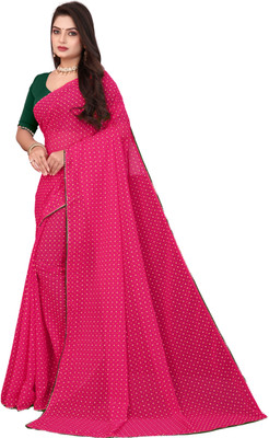 DURGACREATION Self Design Bollywood Georgette Saree(Pink)