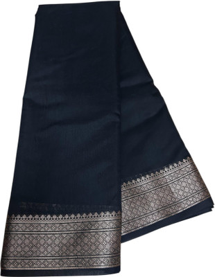 Montauk Fabians Solid/Plain Banarasi Viscose Rayon Saree(Black)