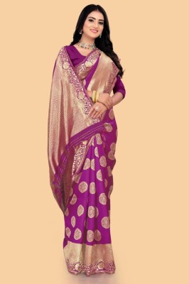 GANGASATI CREATION Woven Banarasi Jacquard Saree(Purple)