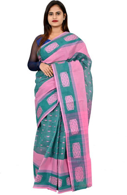 HARE KRISHNA ENTERPRISE Solid/Plain Handloom Pure Cotton Saree(Light Green)