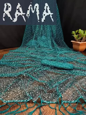 Saadhvi Embellished Bollywood Net Saree(Blue)