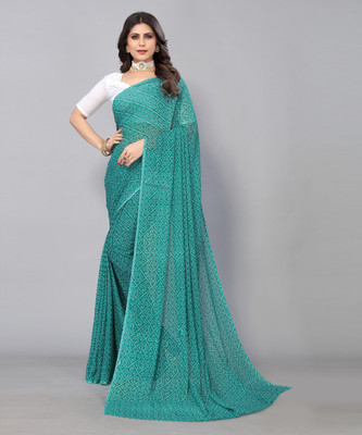 YASHIKA Printed Daily Wear Georgette Saree(Green)