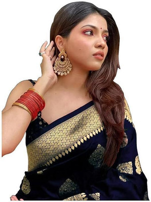 GORAL Embellished, Self Design, Woven Kanjivaram Art Silk, Jacquard Saree(Blue)