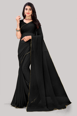 EXTRIA Printed Daily Wear Georgette Saree(Black)