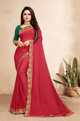 AARTI PRINTS Self Design Bollywood Georgette Saree(Red)