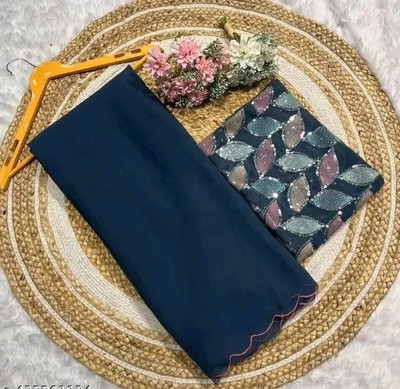TRUORIGIN Dyed, Color Block, Solid/Plain Bollywood Georgette Saree(Blue)