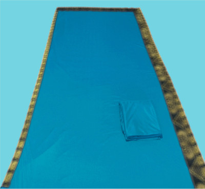 FabDaisy Solid/Plain Banarasi Lycra Blend, Chiffon Saree(Light Blue)