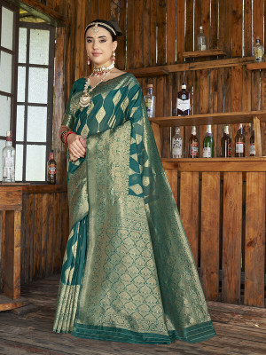Divastri Woven Mysore Linen Saree(Blue)