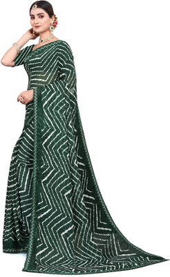 JMDF Printed Bollywood Georgette Saree(Green)