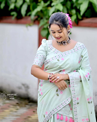 YINATZ KY GARCIA CREATION Self Design Mekhela Chador Pure Cotton Saree(Multicolor)