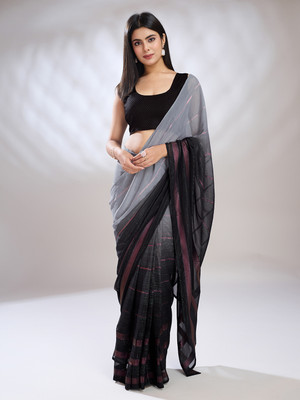 RekhaManiyar Ombre Bollywood Silk Blend Saree(Grey)