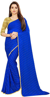 Florona Enterprise Printed Bollywood Chiffon Saree(Blue)