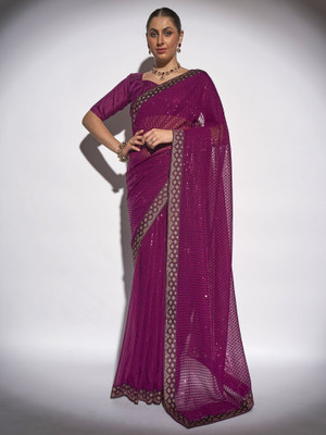 Kalista Embellished Bollywood Georgette Saree(Purple)