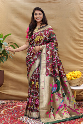 amirat Woven Patola Jacquard Saree(Maroon)