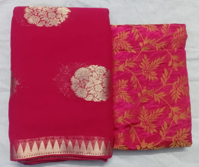 Durga Emporio Woven Bollywood Georgette Saree(Magenta)
