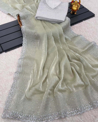 Moon Queen Embroidered Bollywood Jimmy choo Saree(Green)