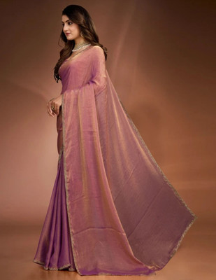 HouseOfCommon Self Design Bollywood Jimmy choo, Pure Silk Saree(Purple)