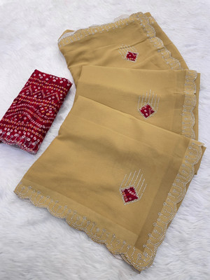 Zari and Ziba Dyed Bollywood Georgette Saree(Yellow)