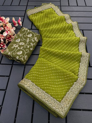 JAINICA Self Design Bollywood Georgette Saree(Green)