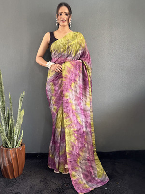 HERE N NOW Printed Bollywood Georgette Saree(Purple)