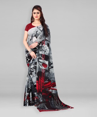 kashvi sarees Floral Print Daily Wear Georgette Saree(Grey)