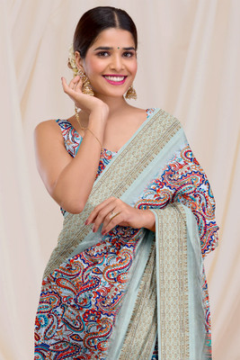 DHARMRAJ ENTERPRISE Digital Print Bollywood Cotton Silk Saree(Grey)