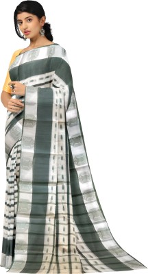 Kanika Fashion Self Design Tant Pure Cotton Saree(White, Green)