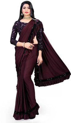 VKARAN Embellished Bollywood Lycra Blend Saree(Purple)