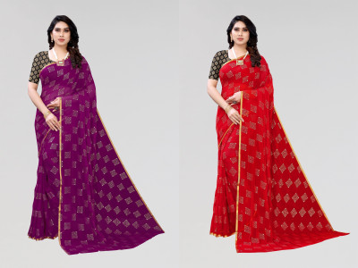 HouseOfCommon Printed Bollywood Chiffon Saree(Multicolor)