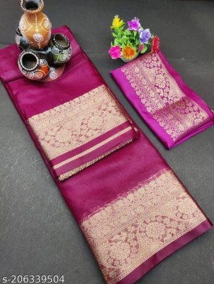 Banaras silk palace Woven Bollywood Organza Saree(Purple)