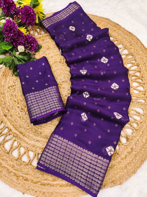 AAI LAXMI CREATION Digital Print Bandhani Georgette Saree(Purple)