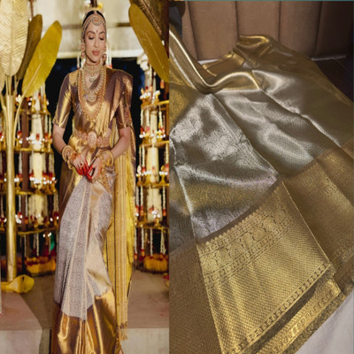 Banaras silk palace Woven Banarasi Tissue Saree(Gold)