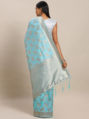 Sangria Woven Banarasi Silk Blend Saree(Multicolor)
