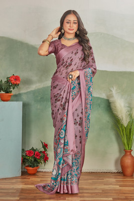 DHARMRAJ ENTERPRISE Digital Print Daily Wear Satin Saree(Silver)