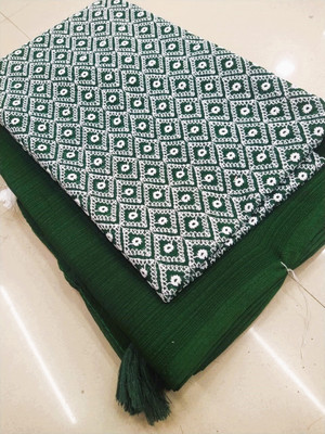 SHIVGANN Printed Bollywood Chiffon Saree(Green)