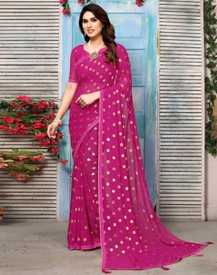 SIRIL Geometric Print, Printed, Embellished Bollywood Georgette Saree(Pink)