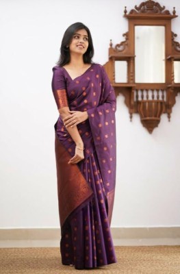 GS creation Woven Bollywood Jacquard Saree(Purple)