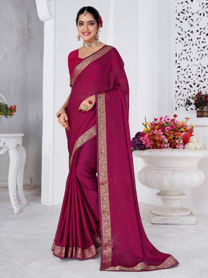 Divastri Printed Bollywood Chiffon Saree(Pink)