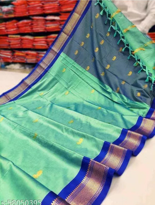 Paithani Woven Kanjivaram Pure Silk Saree(Green)
