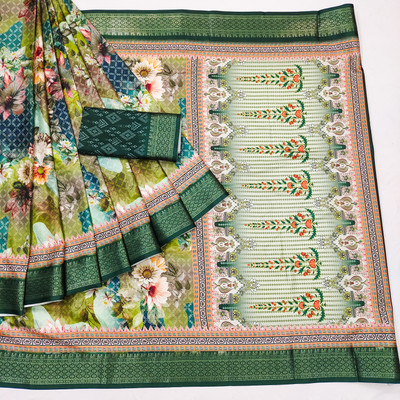 DHARMRAJ ENTERPRISE Digital Print Bollywood Cotton Jute Saree(Multicolor)