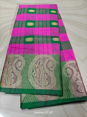 Parbati fashion Self Design Tant Pure Cotton Saree(Pink, Green)