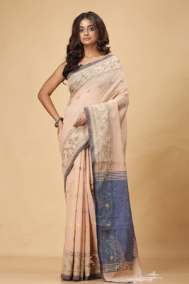 Grivana Self Design Handloom Handloom Cotton Blend Saree(Grey)