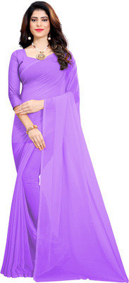 HouseOfCommon Solid/Plain Daily Wear Georgette Saree(Purple)