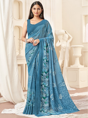 Divastri Printed Bollywood Georgette Saree(Blue)