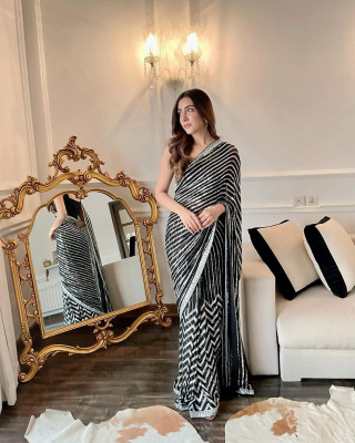 RK Creation Embroidered Bollywood Georgette Saree(Black)