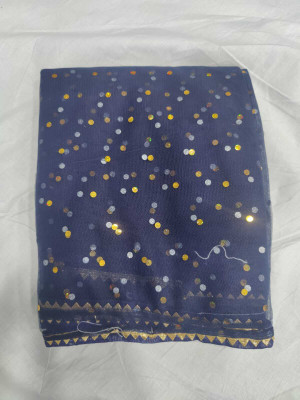 CHITRA FASHION Printed Bollywood Net Saree(Blue)