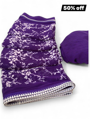 BORANA Floral Print, Printed Bollywood Georgette Saree(Magenta)